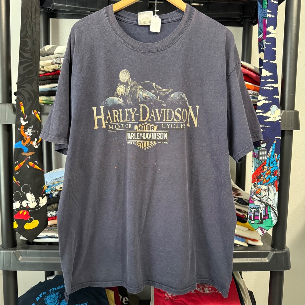 2010s Blue Harley Davidson Barnett El Paso Texas Tee 2XL Light Marks Has Wear